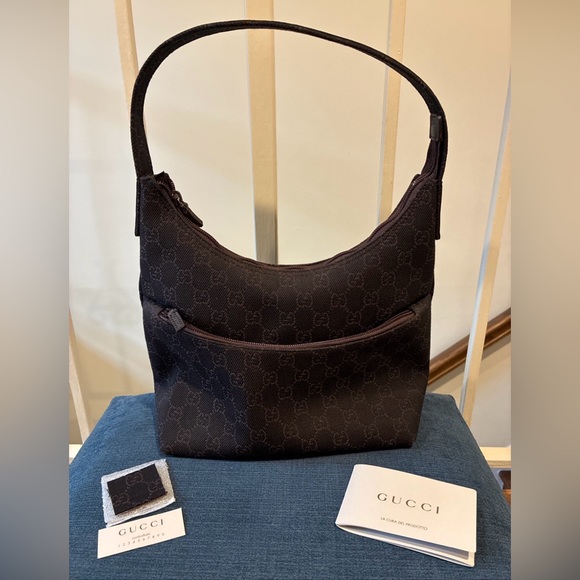 Gucci brown canvas logo hobo bag - Picture 2 of 8